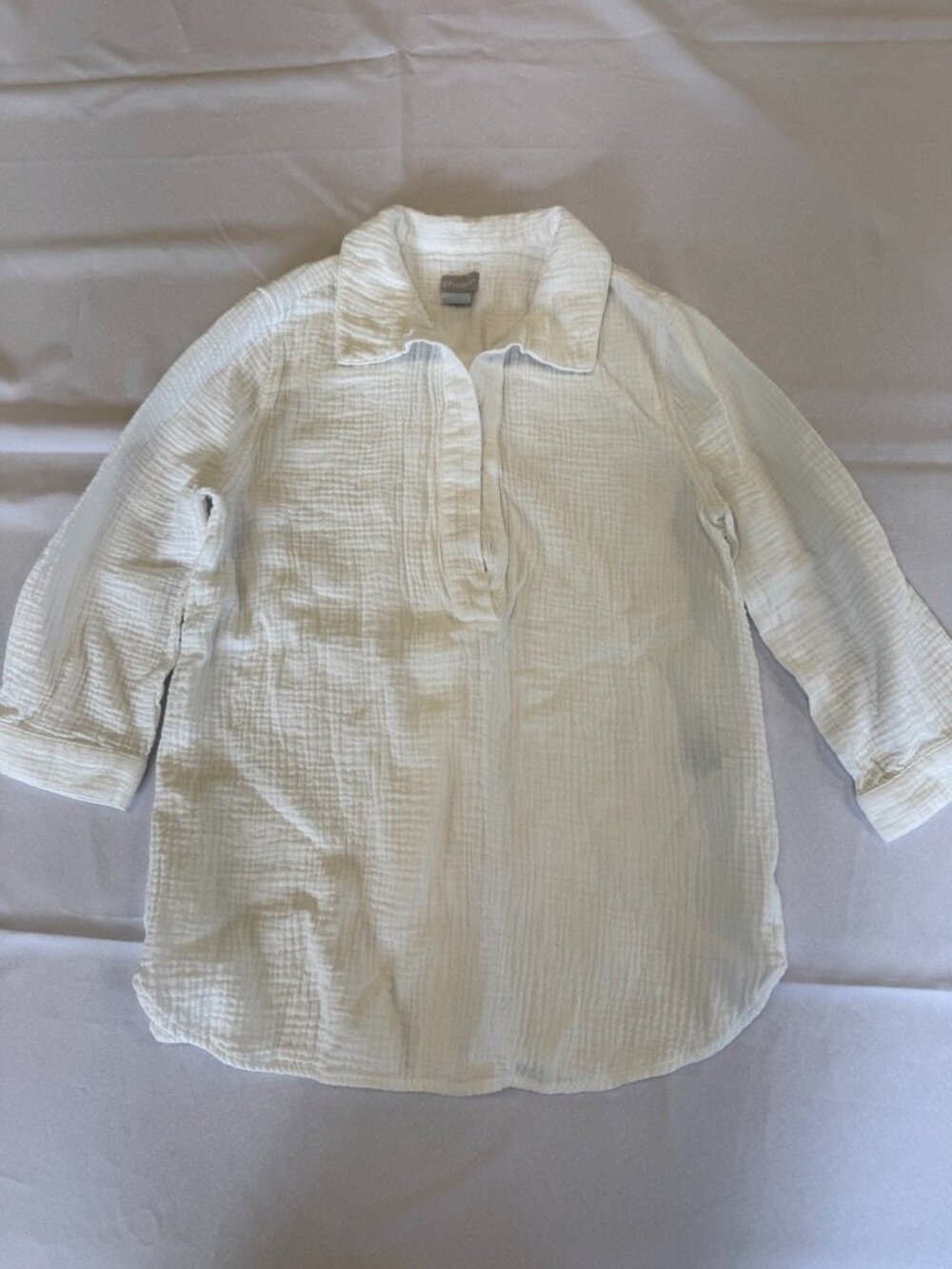 Chico's Cotton Gauze Shirt White Size 00/0-2